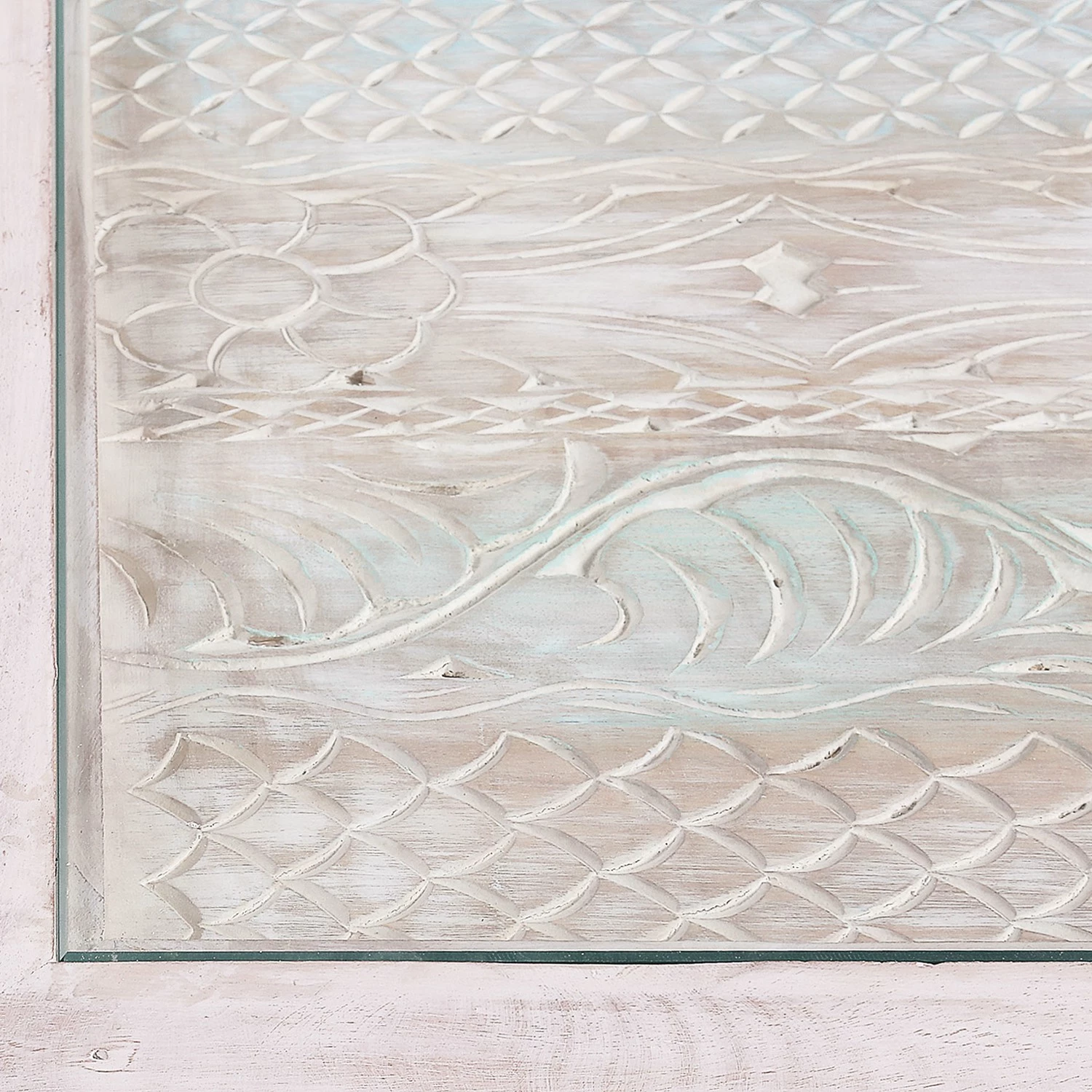 Ridgevalley Table basse Missoula - Verre / Manguier massif - Blanc vintage 10 Ridgevalley Table basse Missoula - Verre / Manguier massif - Blanc vintage – Image 8