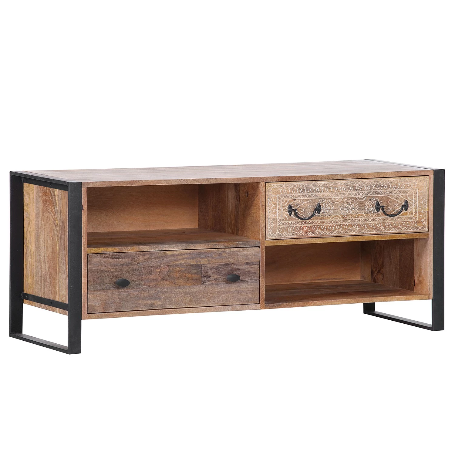 Red Living Meuble TV Vallentuna - Manguier massif / Métal - Manguier / Noir 3 Red Living Meuble TV Vallentuna - Manguier massif / Métal - Manguier / Noir