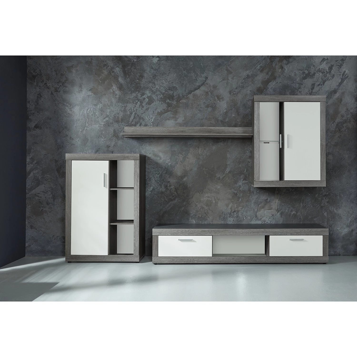 Trendteam Ensemble meubles TV jazz I (4 éléments) - Imitation chêne gris / Blanc 5 Trendteam Ensemble meubles TV jazz I (4 éléments) - Imitation chêne gris / Blanc – Image 3