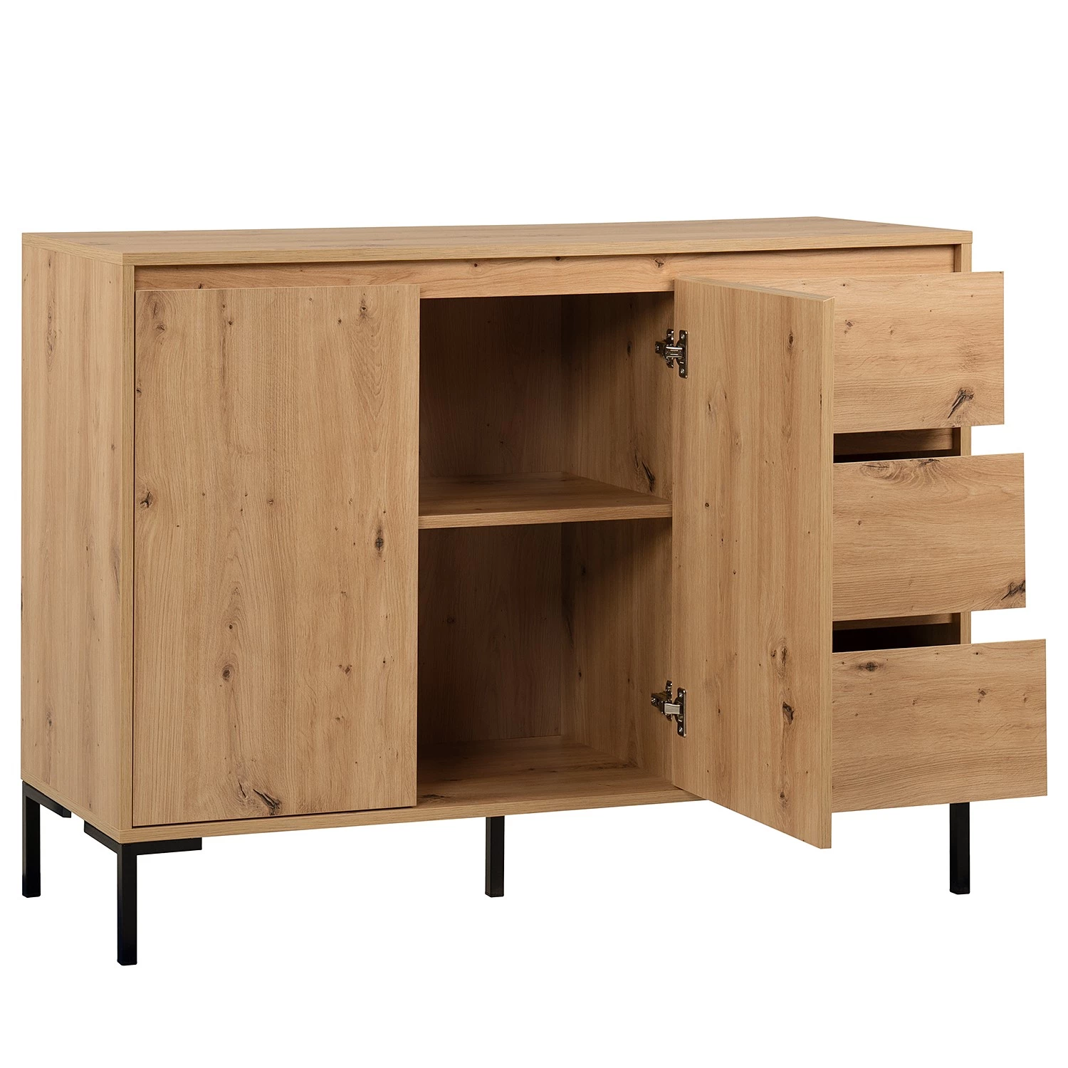 Loftscape Buffet Brochet II - Imitation chêne / Noir 8 Loftscape Buffet Brochet II - Imitation chêne / Noir – Image 6