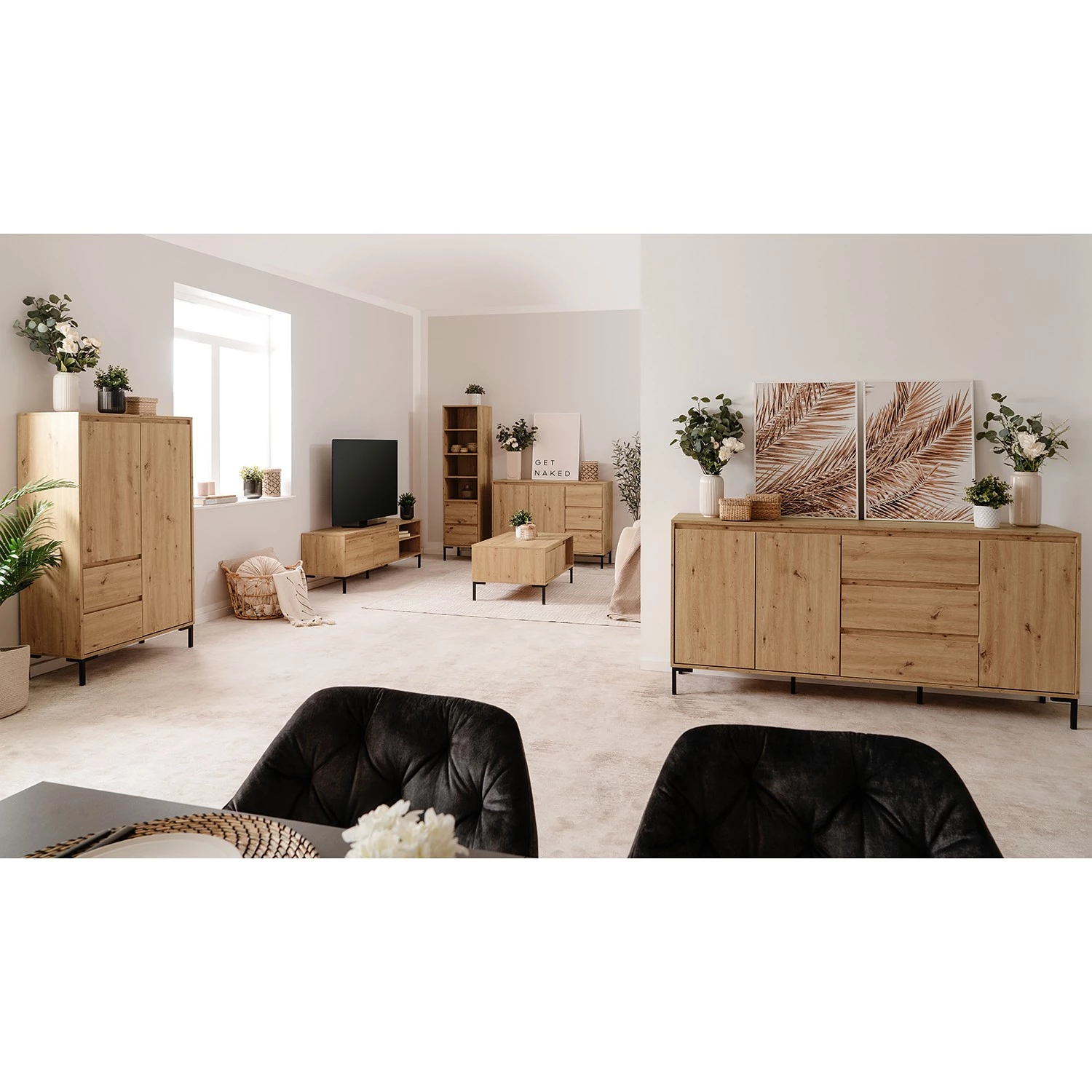 Loftscape Buffet Brochet I - Imitation chêne / Noir 6 Loftscape Buffet Brochet I - Imitation chêne / Noir – Image 4