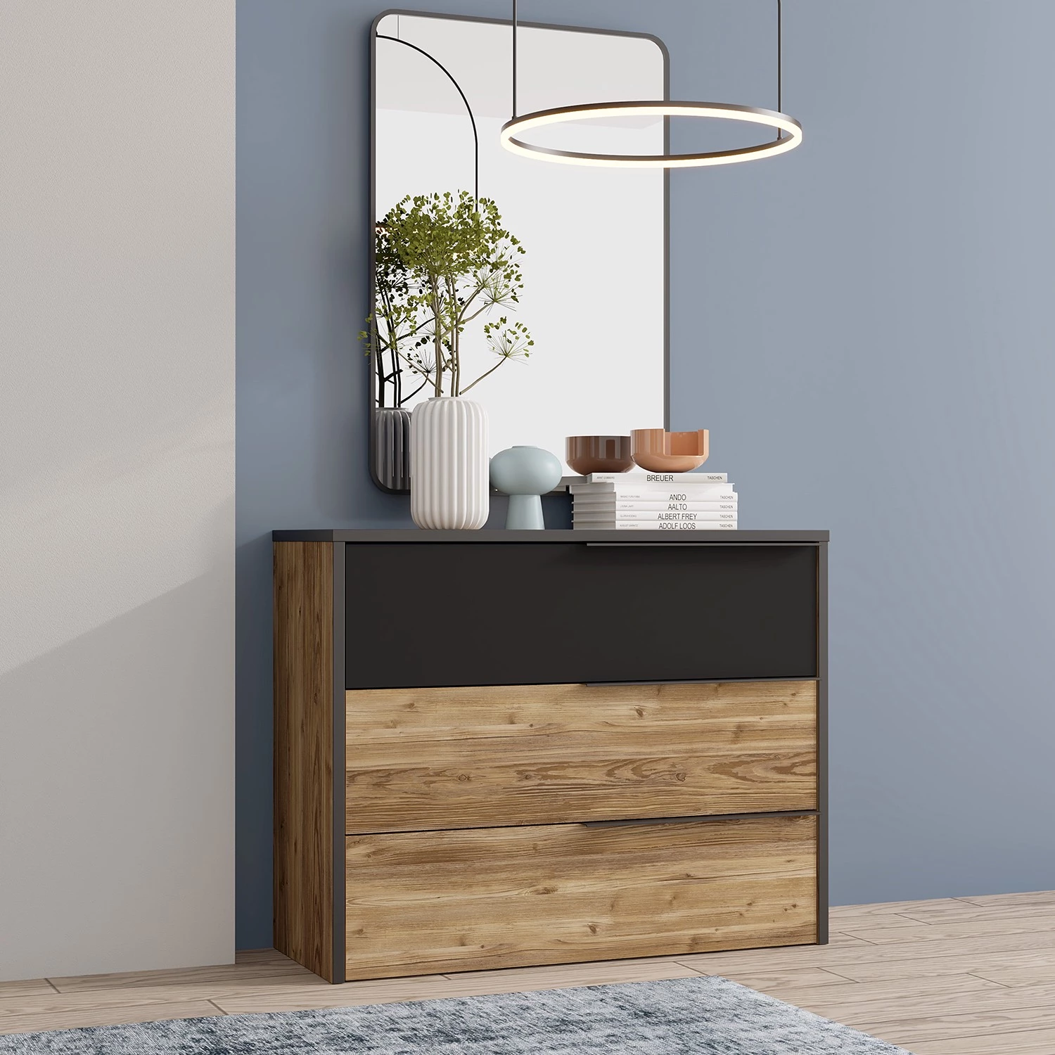 Loftscape Commode Huy - Imitation pin des Alpes / Noir 4 Loftscape Commode Huy - Imitation pin des Alpes / Noir – Image 2