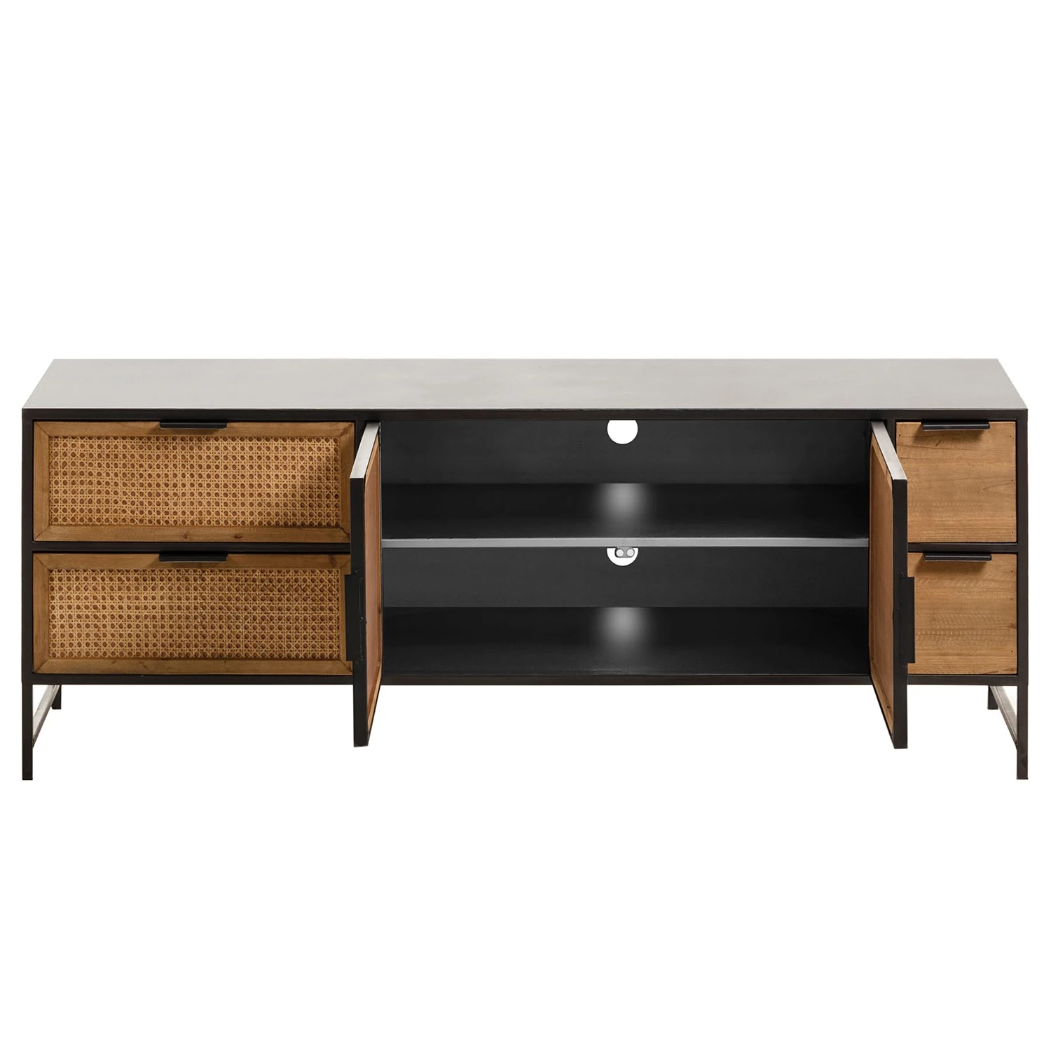 Red Living Meuble TV Kisumu - Cannage / Fer - Marron / Noir 7 Red Living Meuble TV Kisumu - Cannage / Fer - Marron / Noir – Image 5