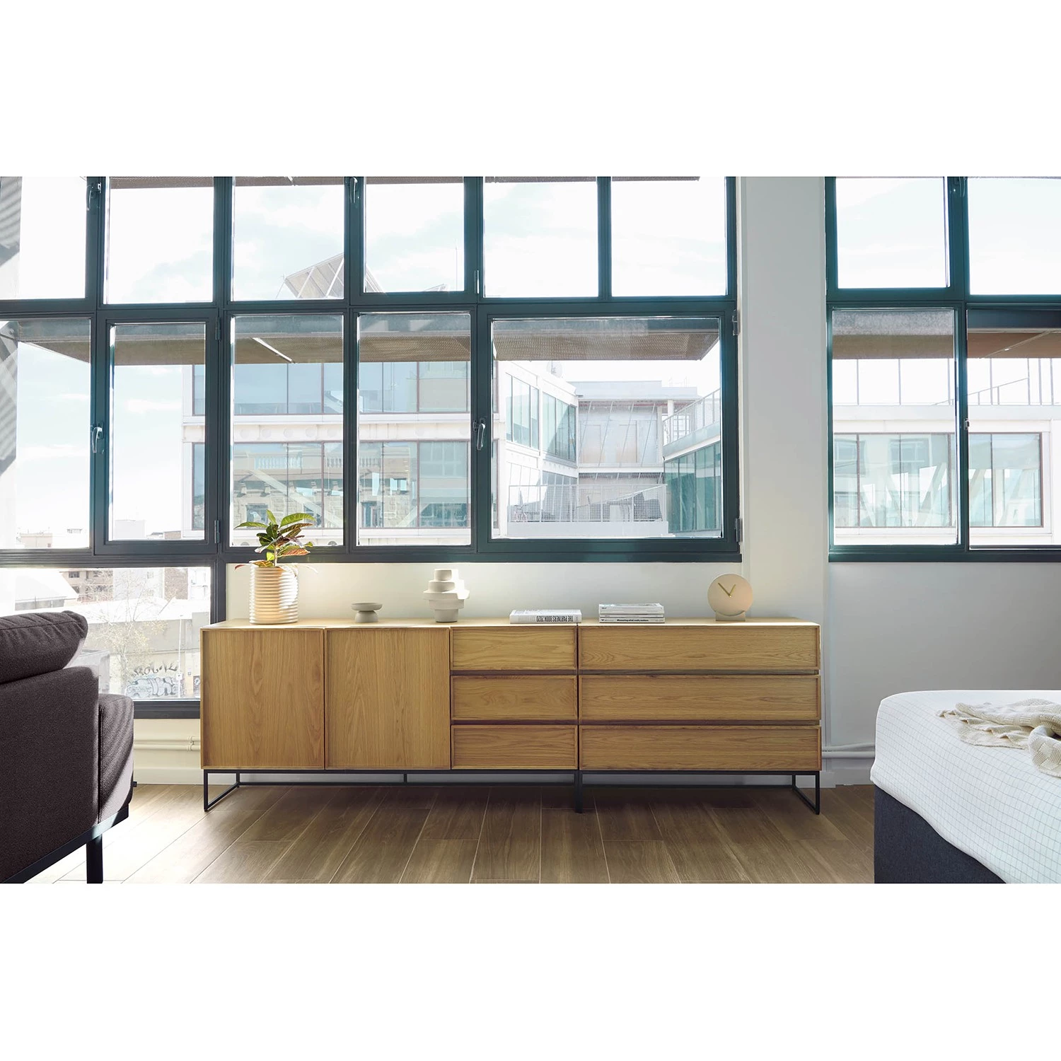 Red Living Commode Tabora I - Placage en bois véritable - Chêne 5 Red Living Commode Tabora I - Placage en bois véritable - Chêne – Image 3