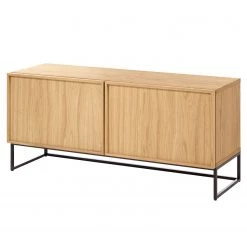 Red Living Meuble TV Tabora II - Placage en bois vĂ©ritable - ChĂȘne