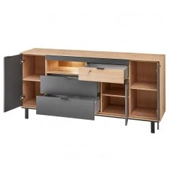 Fashion For Home Buffet Leox - Avec éclairage inclus - Graphite / Imitation chêne artisan -Meubles de salon Soldes 1000364263 220719 040 DETAILS P000000001000364263