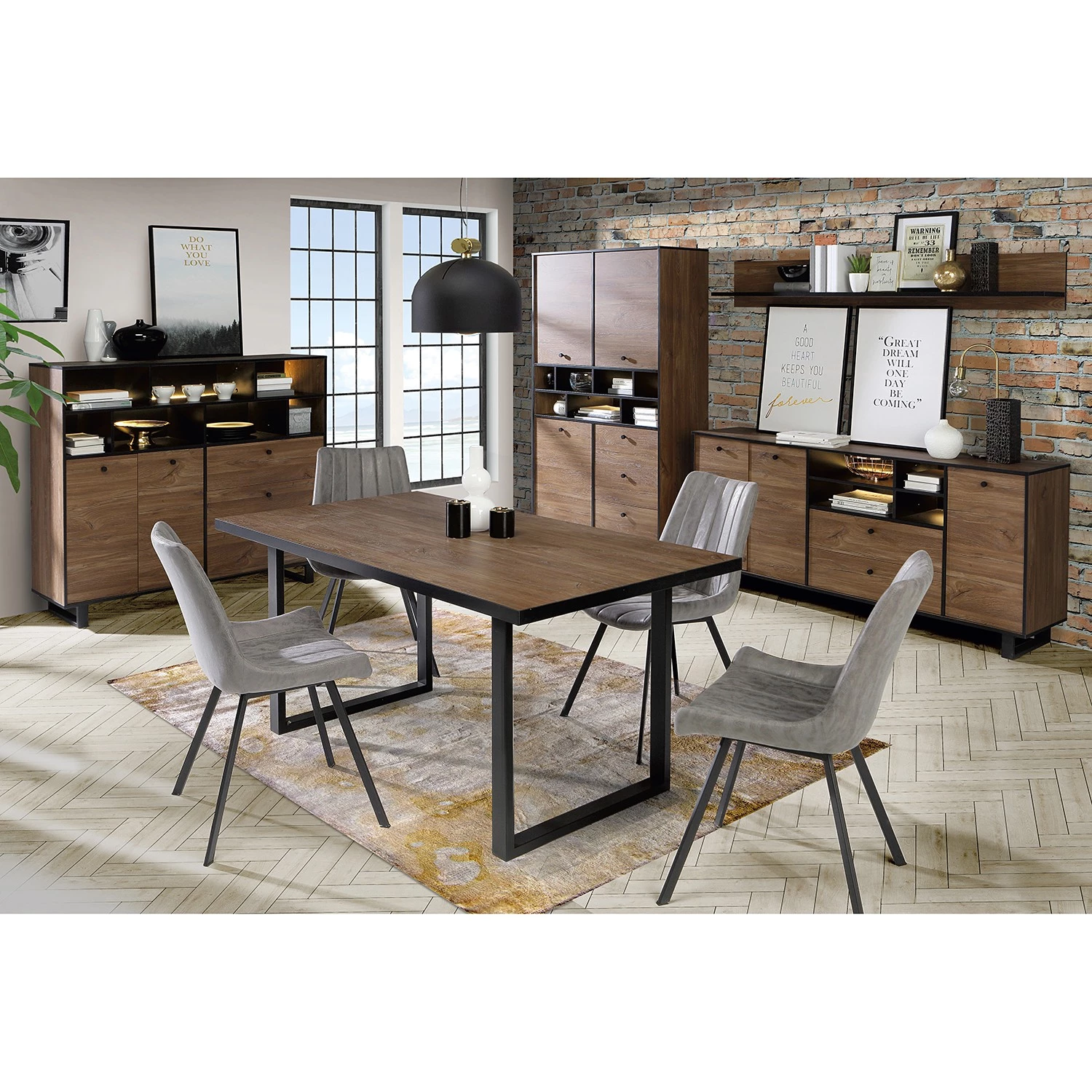 Red Living Buffet haut Trylith - Imitation chêne rustique / Noir 6 Red Living Buffet haut Trylith - Imitation chêne rustique / Noir – Image 4