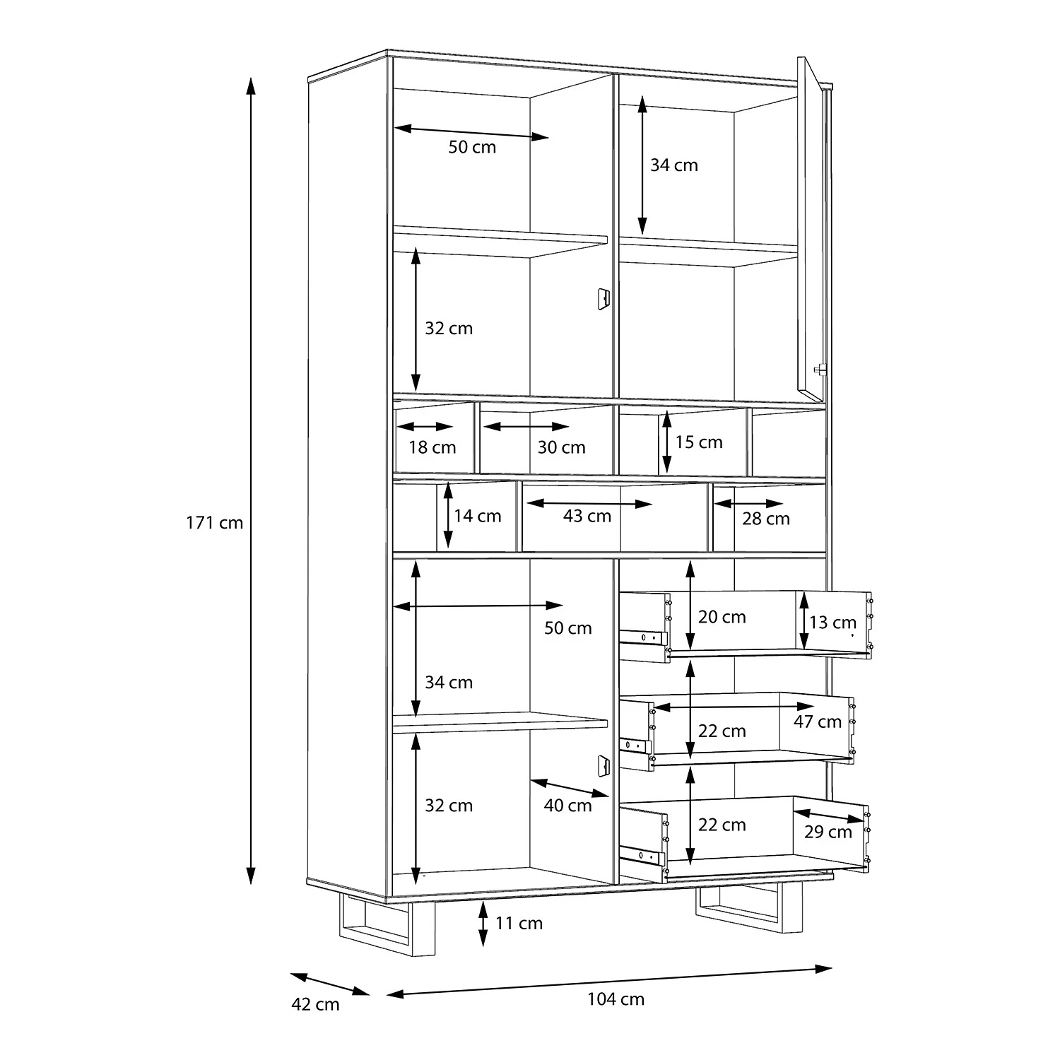 Red Living Buffet haut Trylith - Imitation chêne rustique / Noir 13 Red Living Buffet haut Trylith - Imitation chêne rustique / Noir – Image 11