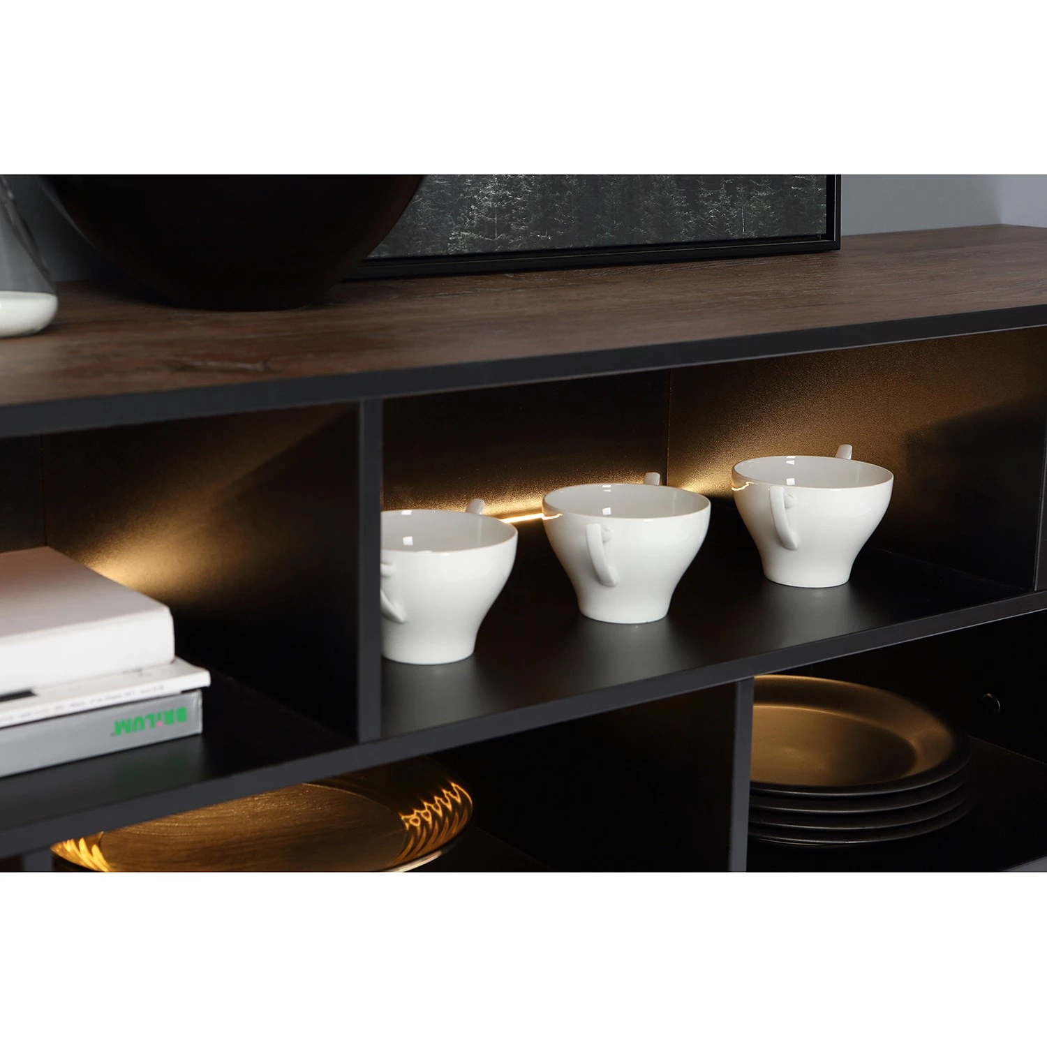 Red Living Buffet Trylith II - Imitation chêne rustique / Noir 12 Red Living Buffet Trylith II - Imitation chêne rustique / Noir – Image 10