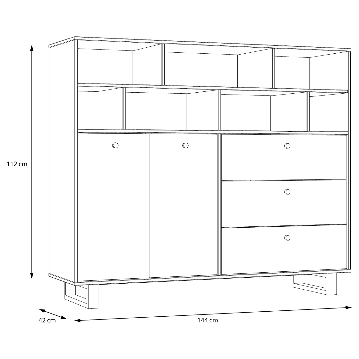 Red Living Buffet Trylith II - Imitation chêne rustique / Noir 14 Red Living Buffet Trylith II - Imitation chêne rustique / Noir – Image 12