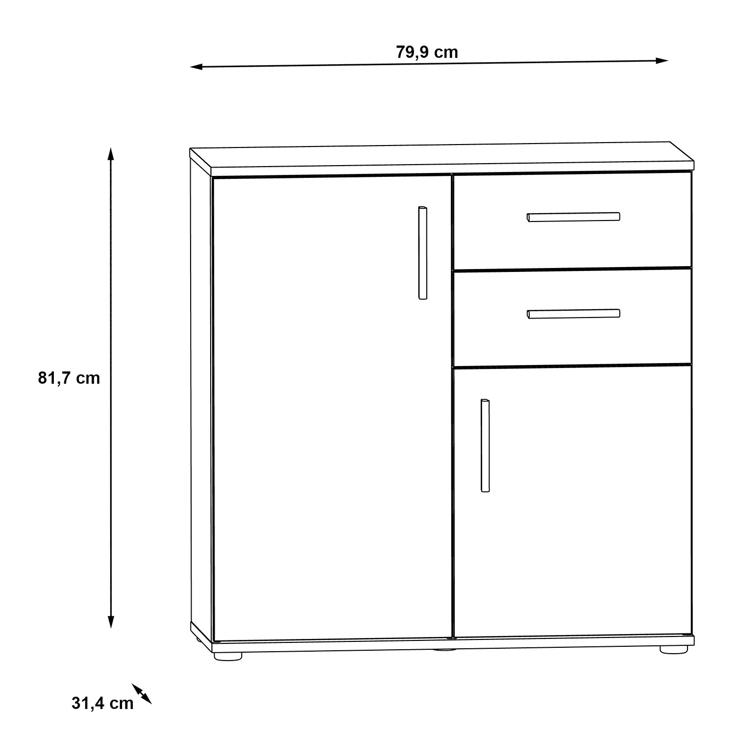 Loftscape Buffet Kiltealy I - Blanc / Imitation chêne Sonoma 8 Loftscape Buffet Kiltealy I - Blanc / Imitation chêne Sonoma – Image 6
