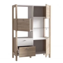 Loftscape Buffet haut Thurles - Imitation chêne Sonoma / Blanc -Meubles de salon Soldes 1000364905 220722 031 DETAILS P000000001000364905