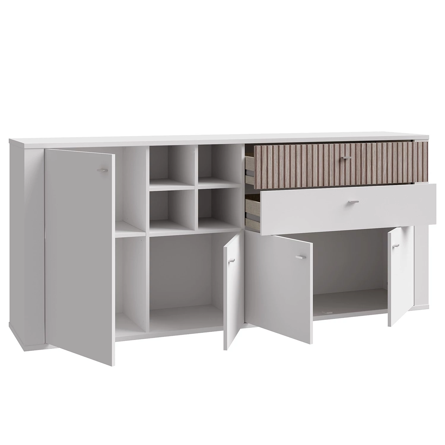 Loftscape Buffet Millquarter - Blanc / Imitation chêne clair 6 Loftscape Buffet Millquarter - Blanc / Imitation chêne clair – Image 4