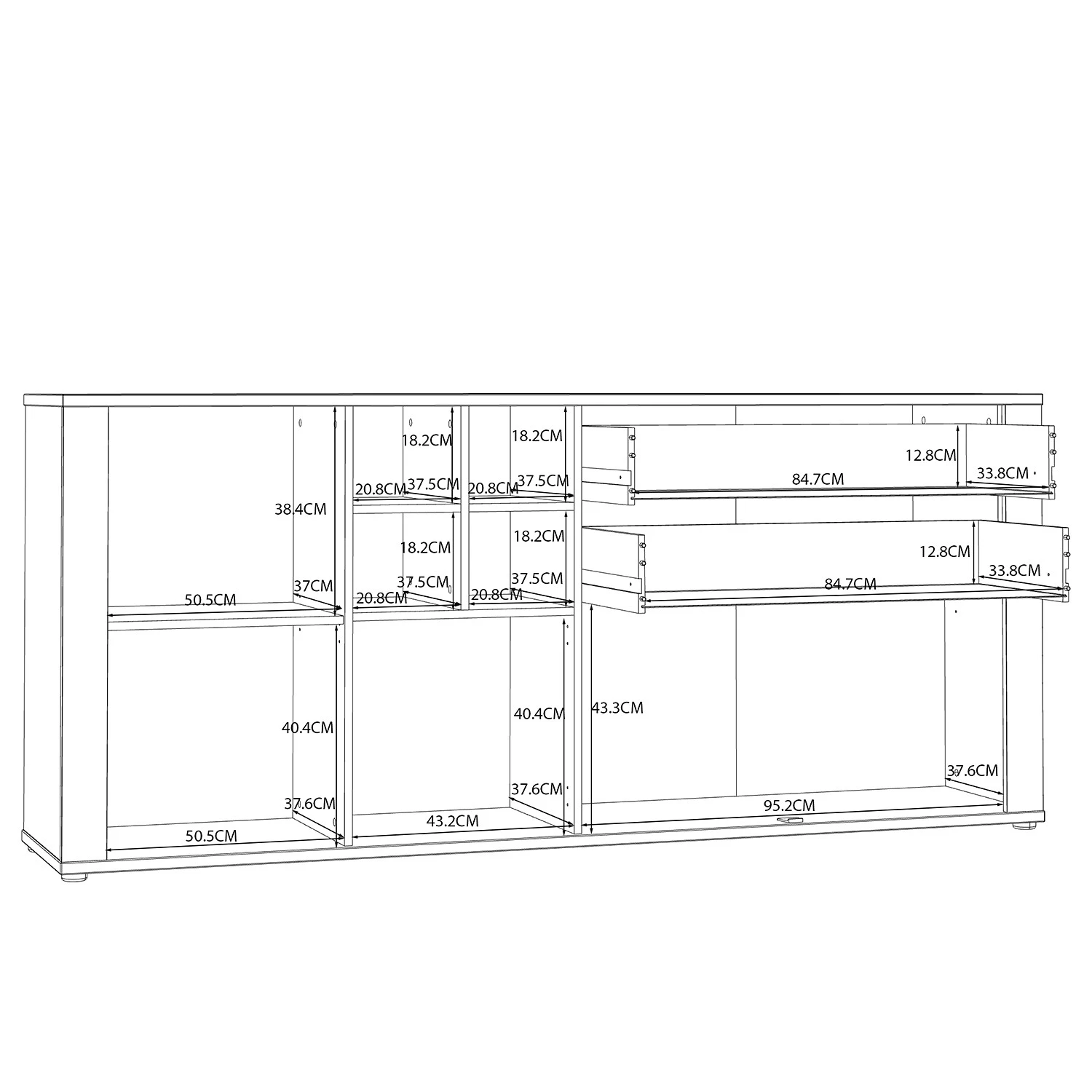 Loftscape Buffet Millquarter - Blanc / Imitation chêne clair 9 Loftscape Buffet Millquarter - Blanc / Imitation chêne clair – Image 7