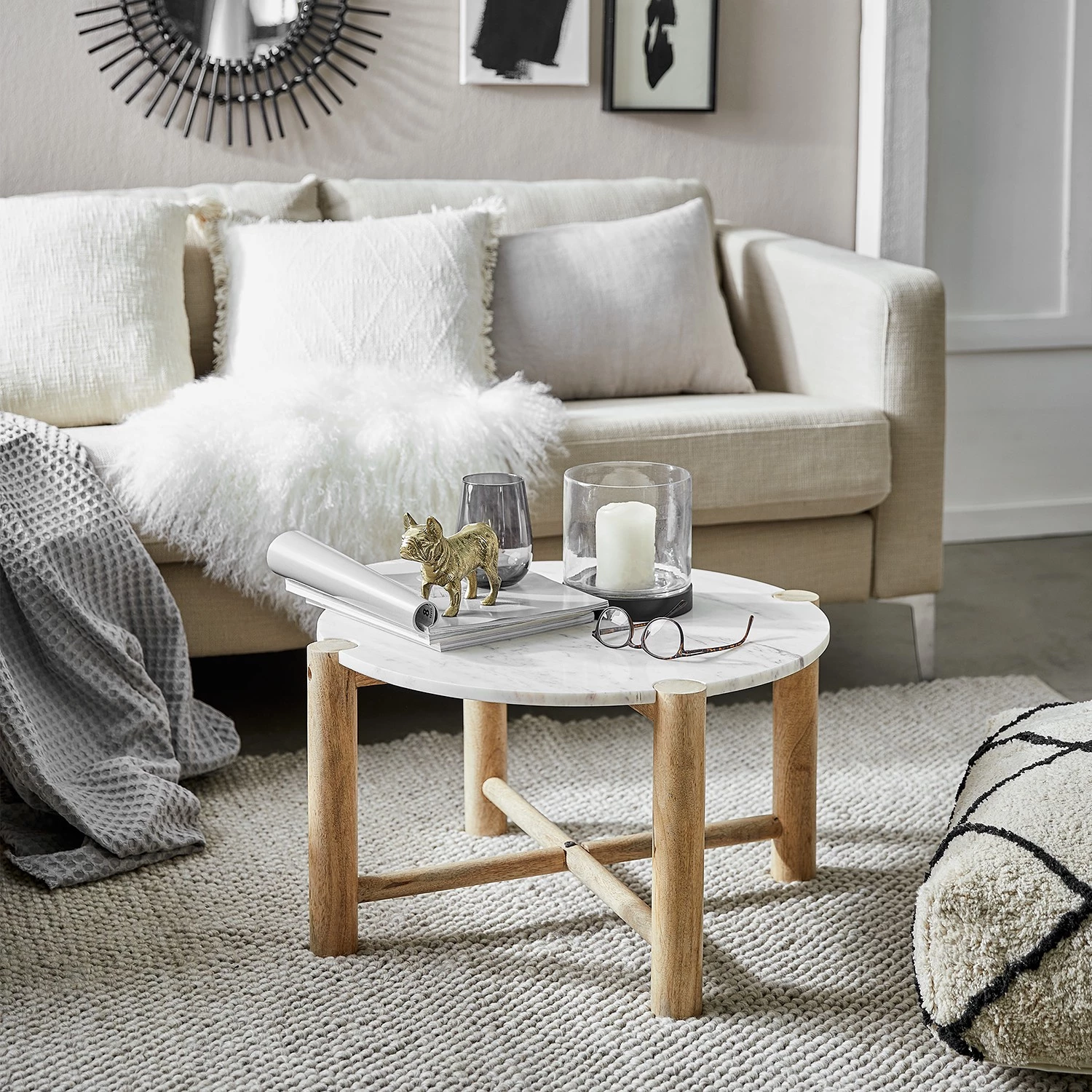 Butlers Bout de canapé MARVELOUS - Marbre / Bois de Manguier Massif - Naturel / Blanc 4 Butlers Bout de canapé MARVELOUS - Marbre / Bois de Manguier Massif - Naturel / Blanc – Image 2