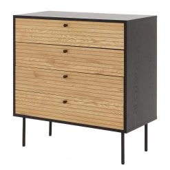 Butlers Commode MODERNIST - Placage chêne / Aluminium - Noir / Naturel