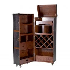 Butlers Valise bar HEMINGWAY - Cuir aniline / Frêne massif - Brun foncé