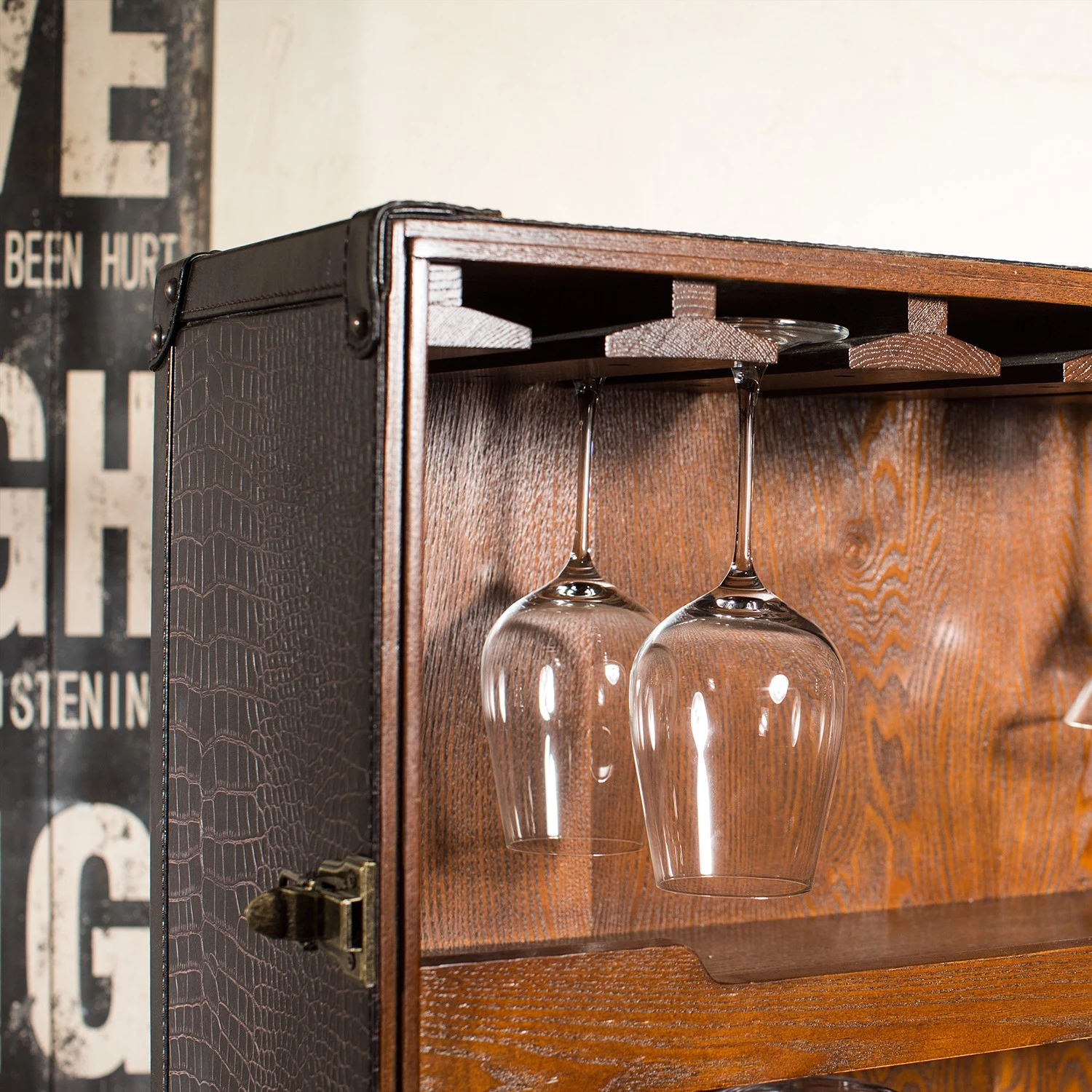 Butlers Valise bar HEMINGWAY - Cuir aniline / Frêne massif - Brun foncé 7 Butlers Valise bar HEMINGWAY - Cuir aniline / Frêne massif - Brun foncé – Image 5