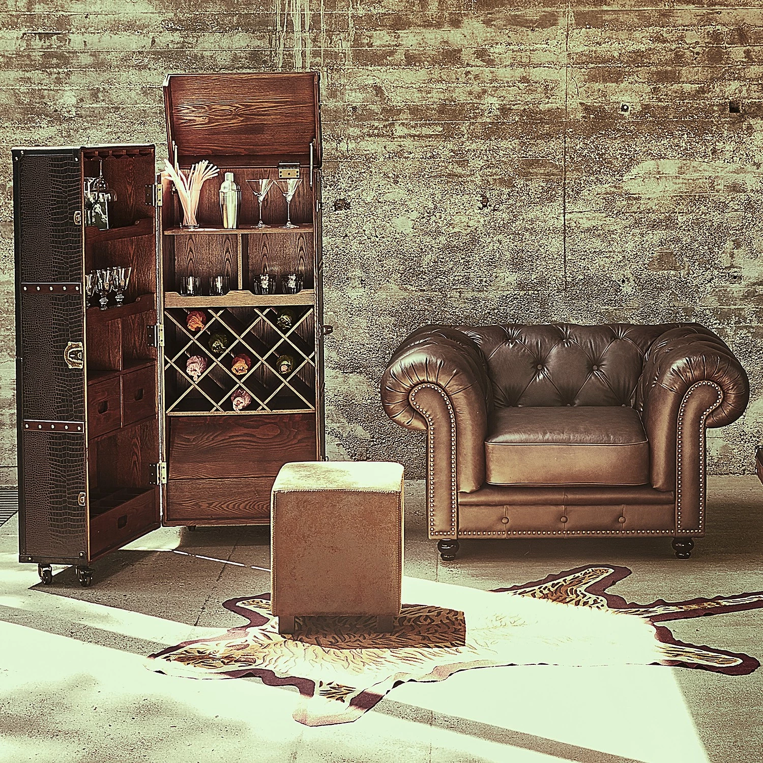 Butlers Valise bar HEMINGWAY - Cuir aniline / Frêne massif - Brun foncé 8 Butlers Valise bar HEMINGWAY - Cuir aniline / Frêne massif - Brun foncé – Image 6