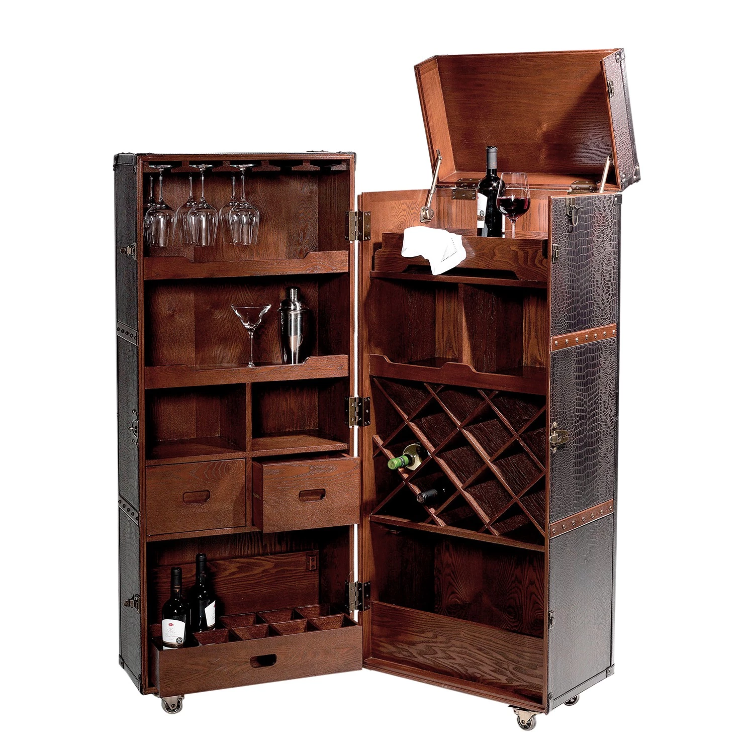 Butlers Valise bar HEMINGWAY - Cuir aniline / Frêne massif - Brun foncé 9 Butlers Valise bar HEMINGWAY - Cuir aniline / Frêne massif - Brun foncé – Image 7