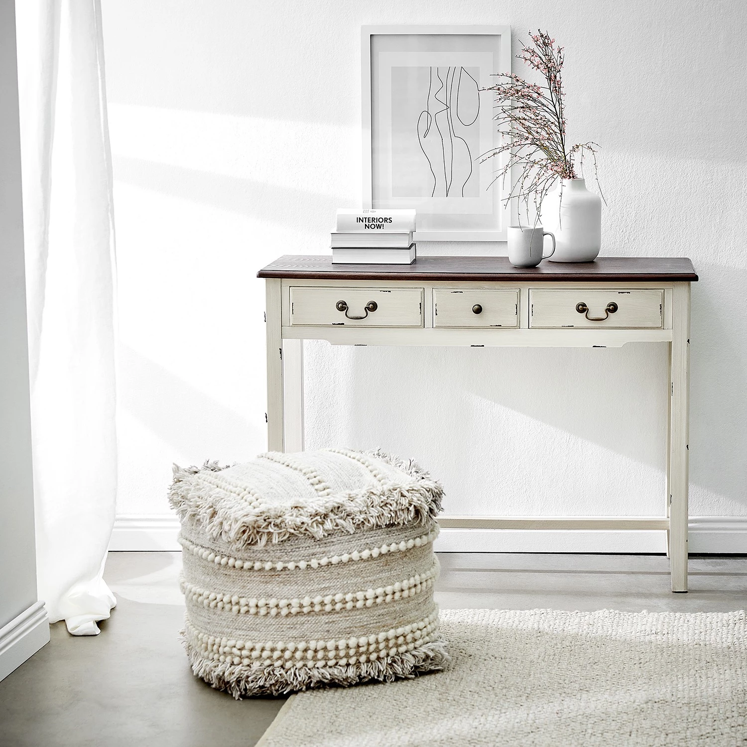 Butlers Console CABOTT COVE - Placage frêne - Crème / Naturel 4 Butlers Console CABOTT COVE - Placage frêne - Crème / Naturel – Image 2