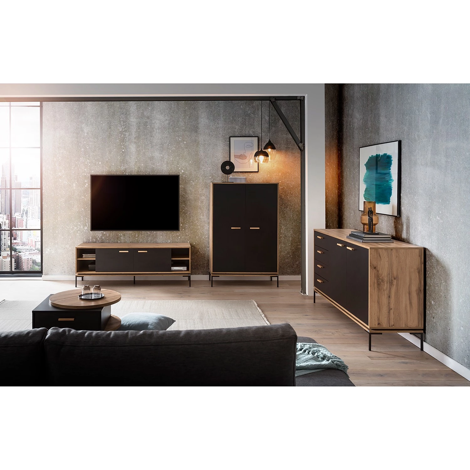 Schildmeyer Table basse Looks I - Noir / Imitation chêne 4 Schildmeyer Table basse Looks I - Noir / Imitation chêne – Image 2