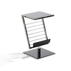 Home Design Table d'appoint Anka - Acier chromé / Verre noir verni -Meubles de salon Soldes anka beistelltisch 1 1107101