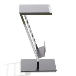 Home Design Table d'appoint Anka - Acier chromé / Verre noir verni -Meubles de salon Soldes anka beistelltisch 1 1107102