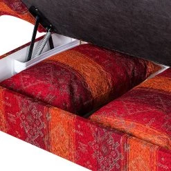 Maison Belfort Récamière Adelaide (convertible) - Tissu rouge - Accoudoir à gauche (vue de face) -Meubles de salon Soldes artex recamire 2013 12 03 1 313826