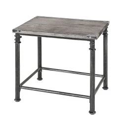 Ars manufacti Table d'appoint Doubs I - Acier / Bois massif - Noir ancien / Gris cérusé