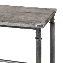 Ars manufacti Table d'appoint Doubs I - Acier / Bois massif - Noir ancien / Gris cérusé -Meubles de salon Soldes beistelltisch doubs i stahl massivholz antik schwarz grau gekaelkt 1427561