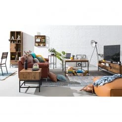 Ars manufacti Étagère Grasby - Pin recyclé / Métal - Pin foncé / Noir -Meubles de salon Soldes beistelltisch grasby altholz pinie metall pinie dunkel schwarz 4884656