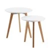 Mørteens Tables d'appoint Ockelbo (lot de 2) - Blanc / Chêne partiellement massif -Meubles de salon Soldes beistelltisch ockelbo 2er set eiche teilmassiv weiss 2551150