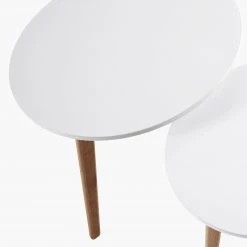 Mørteens Tables d'appoint Ockelbo (lot de 2) - Blanc / Chêne partiellement massif -Meubles de salon Soldes beistelltisch ockelbo 2er set eiche teilmassiv weiss 2551158