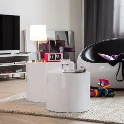 Fredriks Tables d’appoint Circle (2 éléments) - Lave, brillant - Blanc brillant 9 Fredriks Tables d’appoint Circle (2 éléments) - Lave, brillant - Blanc brillant -Meubles de salon Soldes beistelltisch set circle weiss 1359982