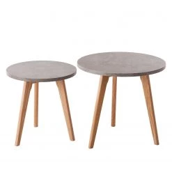 Mørteens Table dappoint Nilla II (2 éléments) - Imitation béton -Meubles de salon Soldes beistelltisch set nilla ii 2 teilig eiche teilmassiv marmor weiss dekor 4759528
