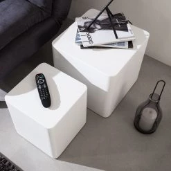 Fredriks Tables d’appoint Square (lot de 2) - Blanc brillant -Meubles de salon Soldes beistelltisch square 2er set hochglanz weiss 4256124