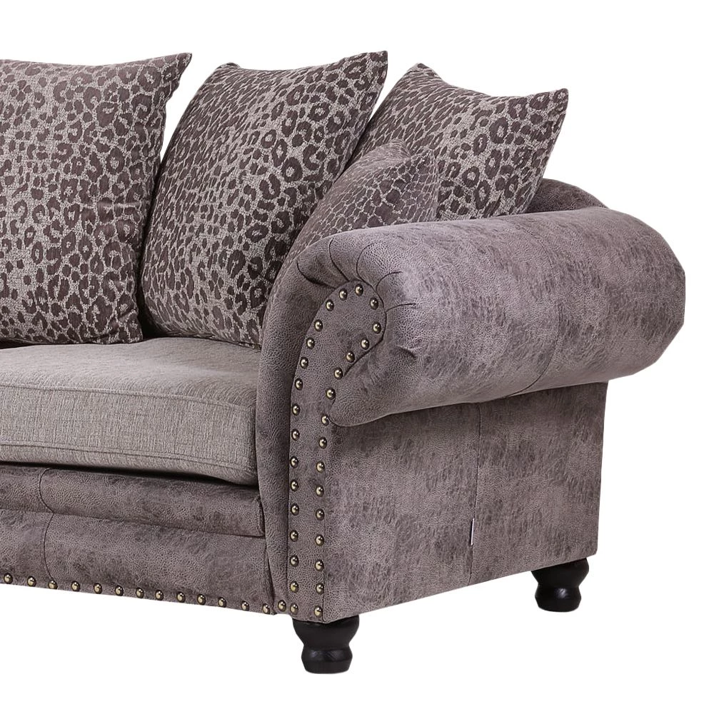 Jack & Alice Grand canapé Petites - Tissu / Imitation cuir - Taupe 4 Jack & Alice Grand canapé Petites - Tissu / Imitation cuir - Taupe – Image 2