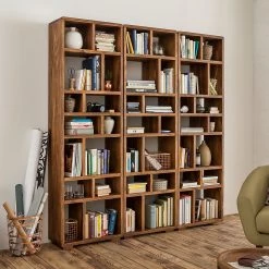 Ars Natura Bibliothèque Trangle - Sheesham massif -Meubles de salon Soldes buecherregal trangle sheesham massiv 723982