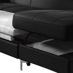 Cotta Canapé panoramique Samu (convertible) - Cuir synthétique noir - Méridienne à droite (vue de face) -Meubles de salon Soldes cotta 2013 08 19 teil2 260498