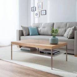 GWINNER Table basse Anzio - Chêne de poutre / Blanc - 110 x 65 cm -Meubles de salon Soldes couchtisch anzio balkeneiche matt weiss 110 x 65 cm 4628084