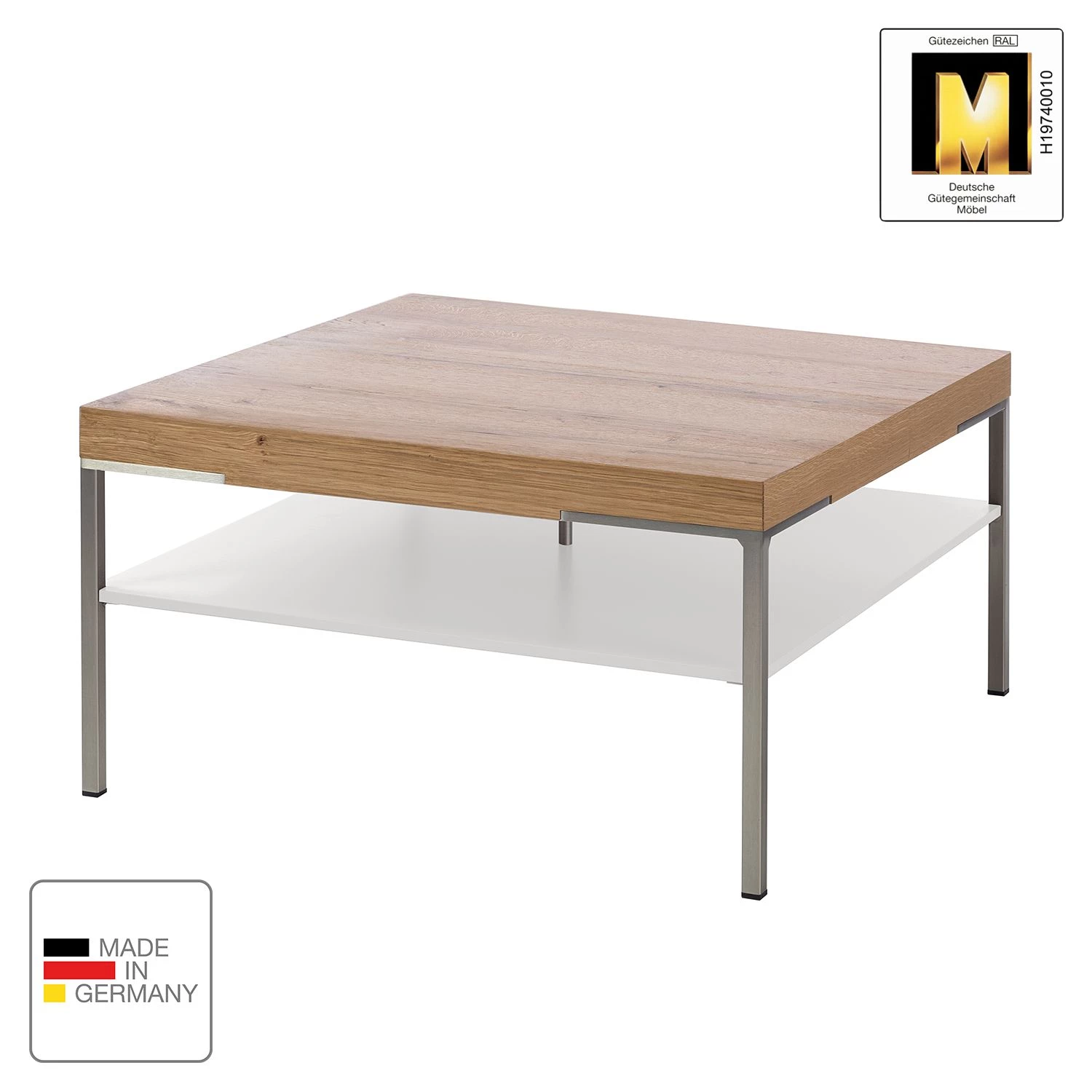 GWINNER Table basse Anzio - Chêne de poutre / Blanc - 75 x 75 cm 4 GWINNER Table basse Anzio - Chêne de poutre / Blanc - 75 x 75 cm – Image 2
