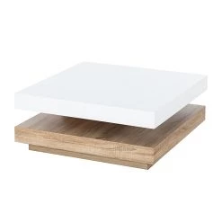 Fredriks Table basse Emblaze - Blanc brillant / Imitation chêne Sonoma