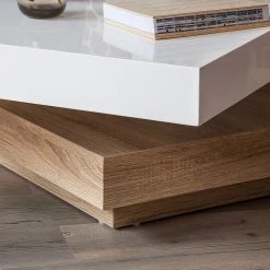 Fredriks Table basse Emblaze - Blanc brillant / Imitation chêne Sonoma -Meubles de salon Soldes couchtisch emblaze hochglanz weiss eiche sonoma dekor 635322