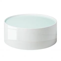 Fredriks Table basse Lounge - Blanc brillant et plateau en verre satiné