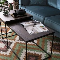 Ars manufacti Table basse Minneola (2 éléments) - Chêne foncé -Meubles de salon Soldes couchtisch minneola 2 teilig eiche massiv metall eiche dunkel 4774760