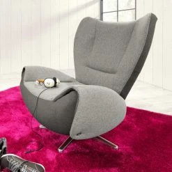 Tom Tailor Fauteuil design Tom - Marron gris -Meubles de salon Soldes designersessel tom webstoff grau braun 1037106