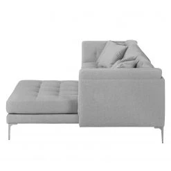Fredriks Canapé d'angle Agueda - Gris - Méridienne courte à droite (vue de face) -Meubles de salon Soldes ecksofa agueda webstoff longchair ottomane davorstehend rechts grau 2658370