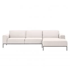 Studio Copenhagen Canapé d'angle Ampio II Tissu - Tissu Floreana : Beige - Méridienne courte à droite (vue de face) - Gris -Meubles de salon Soldes ecksofa ampio ii longchair ottomane davorstehend rechts grau stoff floreana beige 3977724