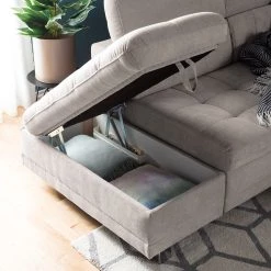 Fredriks Canapé d'angle Ayna - Cachemire - Méridienne longue à gauche (vue de face) - Avec fonction couchage -Meubles de salon Soldes ecksofa ayna microfaser ottomane davorstehend links mit schlaffunktion kaschmir 4947380